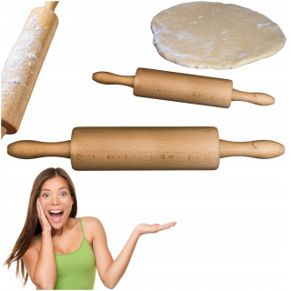 Mwood Wooden Rolling Pin 38 Cm Durable Light Comfortable Beech Wood