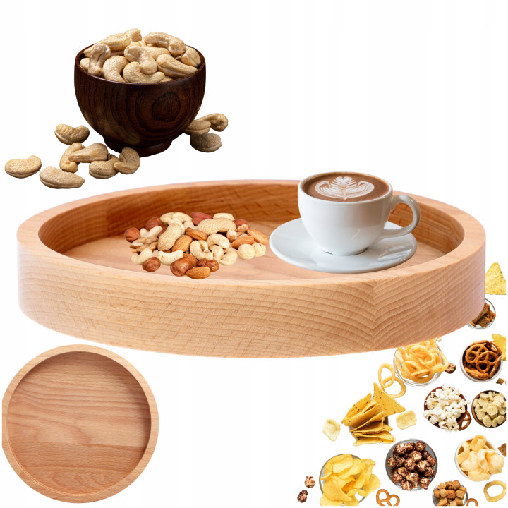 Mwood Wooden Tray Round 20 Cm For Serving Coffee Snacks