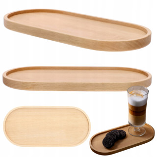 Wooden Tray Oval For Snacks Desserts Fruits Beech 25x12 cm Elegant