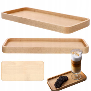 Wooden Tray Rectangular For Snacks Cakes Coffee Tea Beech 25x12 cm