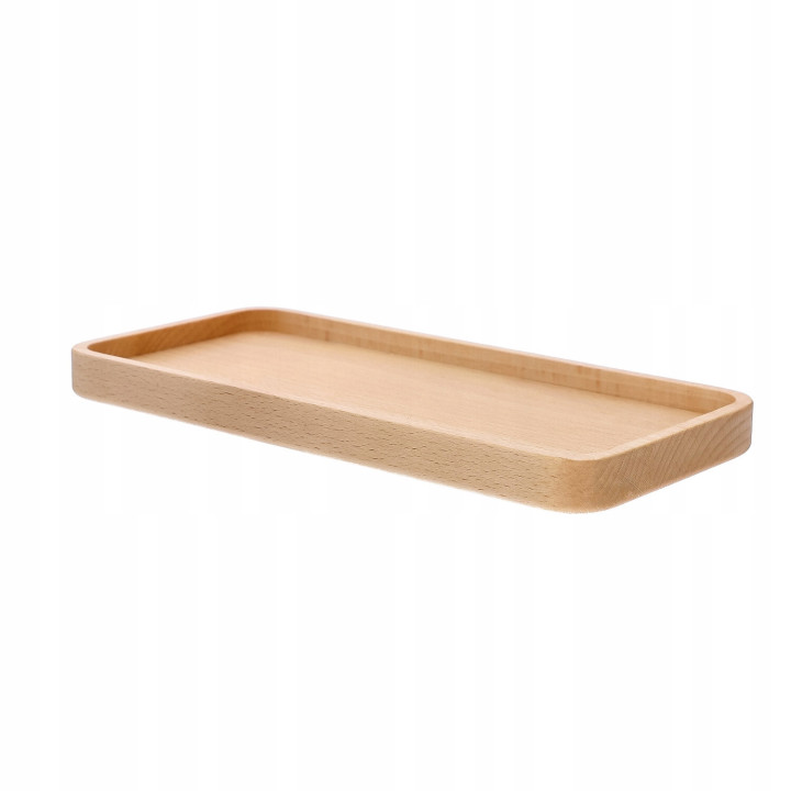 Wooden Tray Rectangular For Snacks Cakes Coffee Tea Beech 25x12 cm